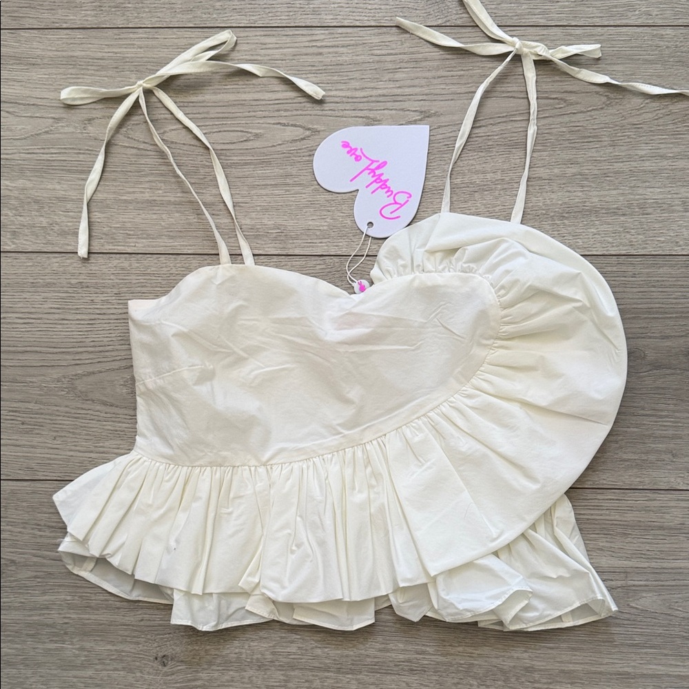 Buddy Love NWT White Ruffled Crop Top